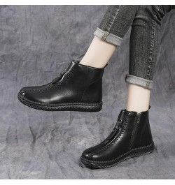 ENVEZ Boots for Women Retro Leather Anti-Slip Flat Walking Boots Waterproof Wear-Resistant Wide Fitting Work Boots Fashion Au...