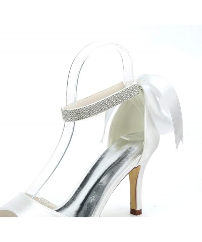 Heeled Sandals Bridal Shoes Stilettos Sexy, Rhinestone Pearl High Heel Pumps Comfortable Satin Wedding Shoes Heel Height 8.5c...