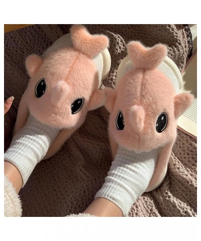 Fuzzy Shark Slippers for Women Closed Toe Cute Animal House Slippers Winter Warm Plush Indoor Bedroom Slippers Shoes A1-pink ...