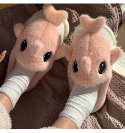 Fuzzy Shark Slippers for Women Closed Toe Cute Animal House Slippers Winter Warm Plush Indoor Bedroom Slippers Shoes A1-pink ...