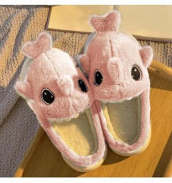 Fuzzy Shark Slippers for Women Closed Toe Cute Animal House Slippers Winter Warm Plush Indoor Bedroom Slippers Shoes A1-pink ...