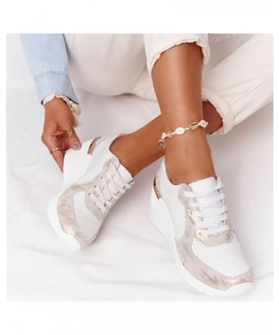 Womens Canvas Sneaker Casual Toe Breathable Women's Sneakers Summer Round Lace-up Platform Women's Sneakers Shoes for Shower ...