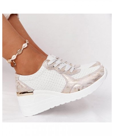 Womens Canvas Sneaker Casual Toe Breathable Women's Sneakers Summer Round Lace-up Platform Women's Sneakers Shoes for Shower ...