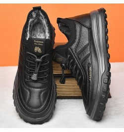 Mens Snow Boots Women Winter Anti-Slip Ankle Booties Waterproof Slip On Warm Fur Lined Sneaker Cf2-black $19.80 Boots