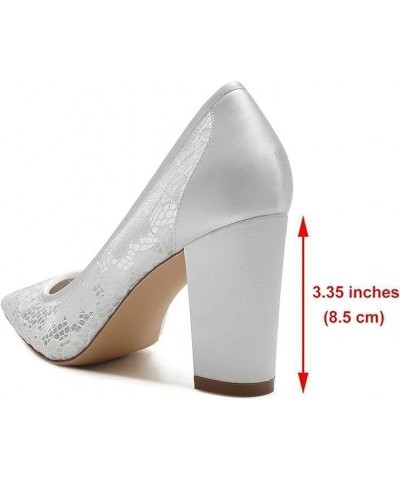 Women's Bridal Mesh Block High Heels Shoes Pointed Toe Satin Lace Mesh Bridal Prom Evening Party Dress Pumps Burgundy $37.09 ...