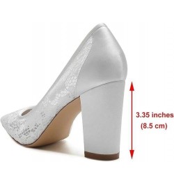 Women's Bridal Mesh Block High Heels Shoes Pointed Toe Satin Lace Mesh Bridal Prom Evening Party Dress Pumps Burgundy $37.09 ...