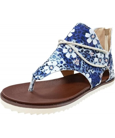 Sandal for Women Wedge Heel Casual Summer Ankle Buckle Strap Zip Up Beach Comfort Sandals for Womens Blue $12.20 Sandals