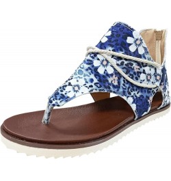 Sandal for Women Wedge Heel Casual Summer Ankle Buckle Strap Zip Up Beach Comfort Sandals for Womens Blue $12.20 Sandals