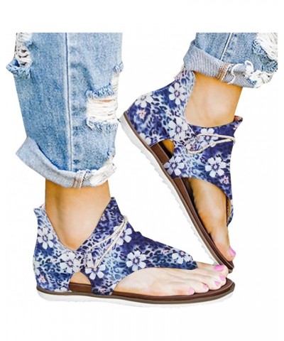 Sandal for Women Wedge Heel Casual Summer Ankle Buckle Strap Zip Up Beach Comfort Sandals for Womens Blue $12.20 Sandals