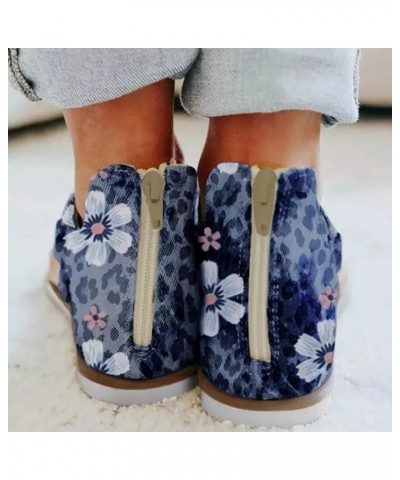 Sandal for Women Wedge Heel Casual Summer Ankle Buckle Strap Zip Up Beach Comfort Sandals for Womens Blue $12.20 Sandals