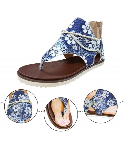 Sandal for Women Wedge Heel Casual Summer Ankle Buckle Strap Zip Up Beach Comfort Sandals for Womens Blue $12.20 Sandals