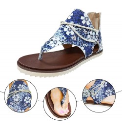 Sandal for Women Wedge Heel Casual Summer Ankle Buckle Strap Zip Up Beach Comfort Sandals for Womens Blue $12.20 Sandals