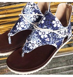 Sandal for Women Wedge Heel Casual Summer Ankle Buckle Strap Zip Up Beach Comfort Sandals for Womens Blue $12.20 Sandals