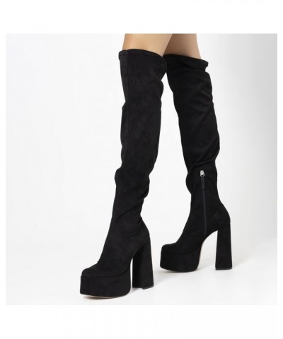 Shirley Leather Over The Knee Boot Black $40.80 Boots