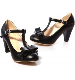 Women T-Strap Pointed Toe Mary Jane Retro Bowtie Round Toe Chunky Heel Relaxed Ladies Dancing Party Sandals Black $34.80 Oxfords