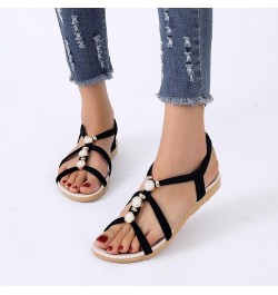 Wedge Sandals for Women Strap Espadrille Walking Wedgesls Sandals Lightweight Breathable Shoes Orthopedic Sandals, Black 14-q...