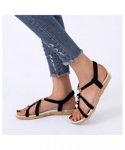 Wedge Sandals for Women Strap Espadrille Walking Wedgesls Sandals Lightweight Breathable Shoes Orthopedic Sandals, Black 14-q...