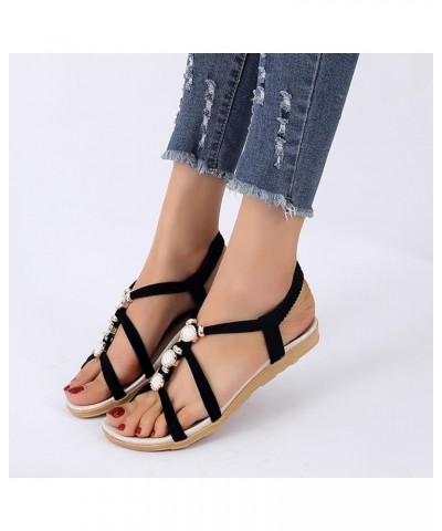 Wedge Sandals for Women Strap Espadrille Walking Wedgesls Sandals Lightweight Breathable Shoes Orthopedic Sandals, Black 14-q...