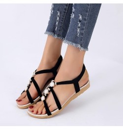 Wedge Sandals for Women Strap Espadrille Walking Wedgesls Sandals Lightweight Breathable Shoes Orthopedic Sandals, Black 14-q...