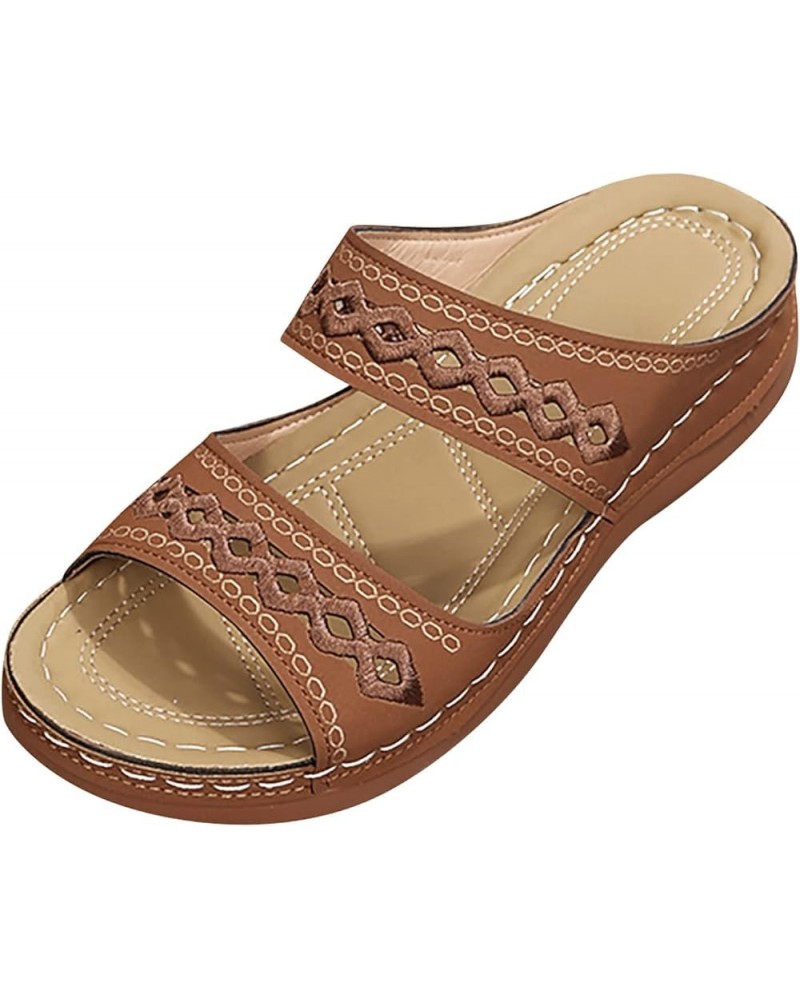 Orthotic Sandals for Women Womens Slip-on Slippers with Arch Support Platform Non-Slip Sandals Breathable Flipflops Y1-brown ...