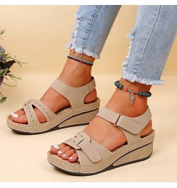 Platform Women Shoes Wedges Sneakers Platform Sandals Women Heel Rhinestone Sandals Heeled Sandals For Women Khaki 9 $8.92 Sa...