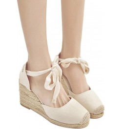 Women Espadrille Platform Sandals Spring Wedge Platform Heel Women Strap High Sandals Shoes Casual Women's 8 Beige $14.87 San...