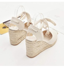 Women Espadrille Platform Sandals Spring Wedge Platform Heel Women Strap High Sandals Shoes Casual Women's 8 Beige $14.87 San...