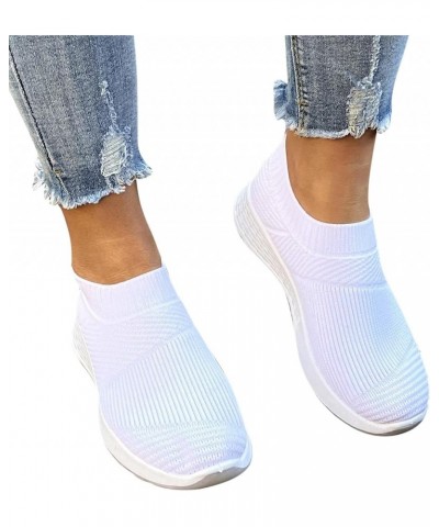 Fashion Women's Casual Shoes Breathable Slip-on Wedges Outdoor Leisure Sneakers Slip On Sneakers Comfortable White $10.48 Fas...