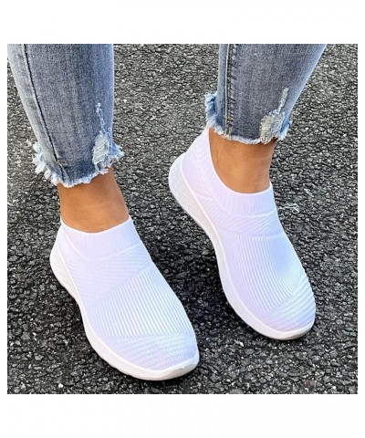 Fashion Women's Casual Shoes Breathable Slip-on Wedges Outdoor Leisure Sneakers Slip On Sneakers Comfortable White $10.48 Fas...