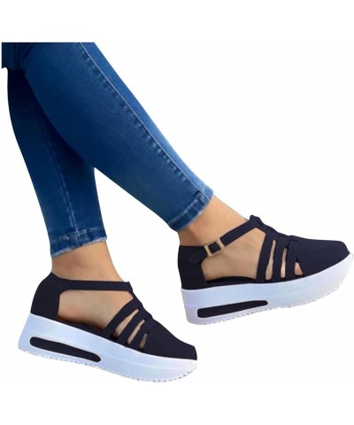 wedges sandals for women, Adjustable Ankle Buckle Platform Sandal for Women Platform Dressy Wedges Black $9.66 Sandals