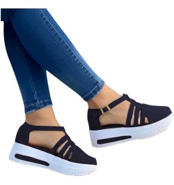 wedges sandals for women, Adjustable Ankle Buckle Platform Sandal for Women Platform Dressy Wedges Black $9.66 Sandals