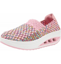 Women's Elastic Woven Walking Shoes Breathable Mesh Walking Sneakers Running Shoes Lightweight Non Slip Platform Loafers Pink...