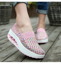 Women's Elastic Woven Walking Shoes Breathable Mesh Walking Sneakers Running Shoes Lightweight Non Slip Platform Loafers Pink...