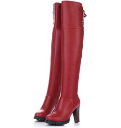 Women's Fashion Thigh High Boots Platform Chunky Heel Over The Knee Boots Stretch Side Zipper Faux Leather Wide Riding Boots ...