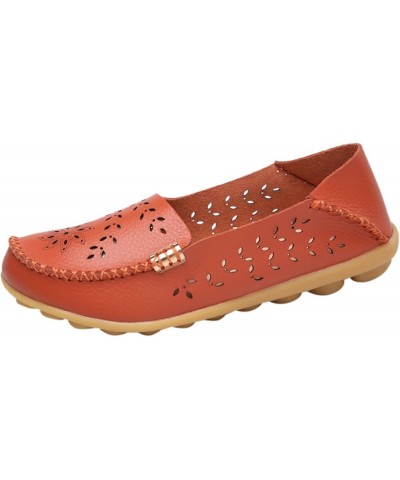 Bow-Knot Slip Ons, Women's Loafers Leather Driving Moccasins Comfort Boat Shoes Orange $13.75 Pumps