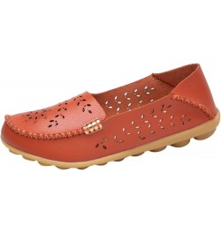 Bow-Knot Slip Ons, Women's Loafers Leather Driving Moccasins Comfort Boat Shoes Orange $13.75 Pumps