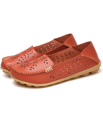 Bow-Knot Slip Ons, Women's Loafers Leather Driving Moccasins Comfort Boat Shoes Orange $13.75 Pumps