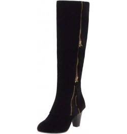 Women Classic Knee Boots Block Heels Zipper Black $17.16 Boots