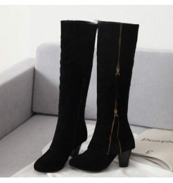 Women Classic Knee Boots Block Heels Zipper Black $17.16 Boots