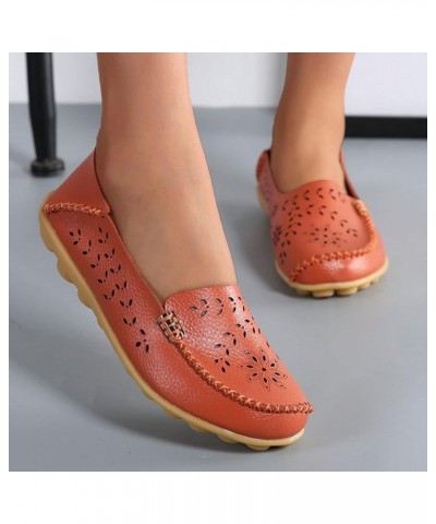 Bow-Knot Slip Ons, Women's Loafers Leather Driving Moccasins Comfort Boat Shoes Orange $13.75 Pumps