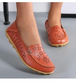 Bow-Knot Slip Ons, Women's Loafers Leather Driving Moccasins Comfort Boat Shoes Orange $13.75 Pumps