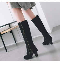 Women Classic Knee Boots Block Heels Zipper Black $17.16 Boots