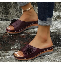 Women Sandals Comfort With Elastic Ankle Strap Casual Bohemian Beach Shoes Women Wedge Sandals Z 03-purple $16.59 Sandals