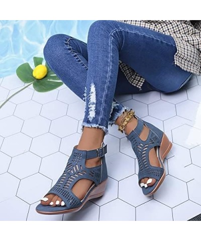 Cute Sandals For Women Flats For Women Dressy Comfortable Flip Flops Women Drawer Slides 22 Inch Platform Mini Boots We Blue-...