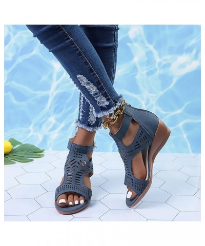 Cute Sandals For Women Flats For Women Dressy Comfortable Flip Flops Women Drawer Slides 22 Inch Platform Mini Boots We Blue-...