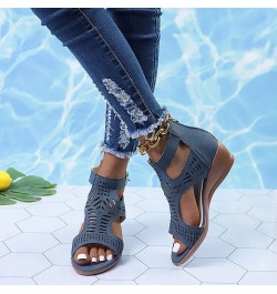 Cute Sandals For Women Flats For Women Dressy Comfortable Flip Flops Women Drawer Slides 22 Inch Platform Mini Boots We Blue-...