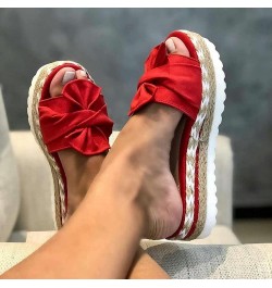 Women Summer Beach Sandals Shoes Anti-Slip Slipper Summer Beach Bow Slip on Sandals Summer Open Toe Beach Travel Fashion Slip...