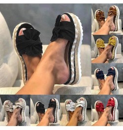 Women Summer Beach Sandals Shoes Anti-Slip Slipper Summer Beach Bow Slip on Sandals Summer Open Toe Beach Travel Fashion Slip...