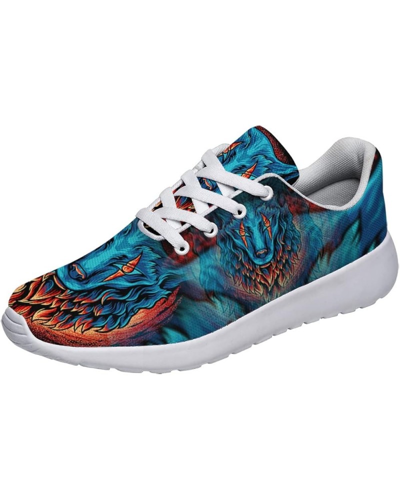 Mens Womens Running Shoes,Athletic Tennis Sneakers Casual Breathable Gym Shoes Wolf Head With Fire White 92 $33.59 Athletic S...