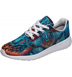 Mens Womens Running Shoes,Athletic Tennis Sneakers Casual Breathable Gym Shoes Wolf Head With Fire White 92 $33.59 Athletic S...